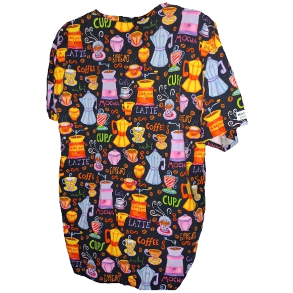 Banana Scrub Top with Coffee Cup Print - Picture 3 of 4